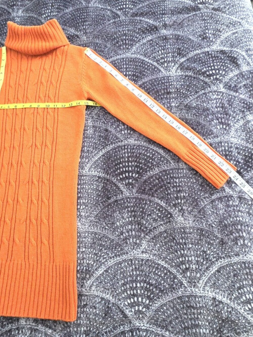 PINK CAT Orange Cable Knit Turtleneck Sweater Mini Dress (USA S) (CHINA L) - Picture 5 of 8